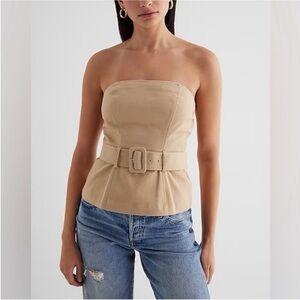 Express Beige Strapless Top